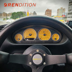 BMW E36 custom gauge face overlay installed in instrument cluster